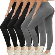 5-Pack of Women's High-Waisted Workout Leggings (various sizes and colours available) by Habicare
