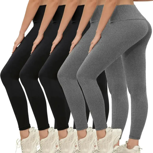 5-Pack of Women's High-Waisted Workout Leggings (various sizes and colours available) by Habicare