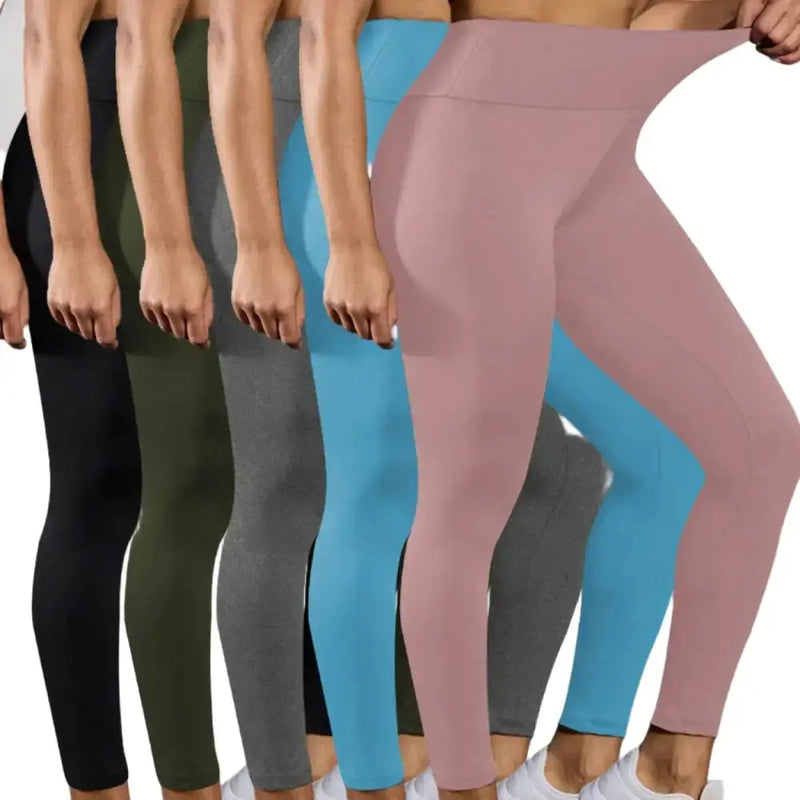 5-Pack of Women's High-Waisted Workout Leggings (various sizes and colours available) by Habicare