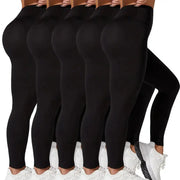 5-Pack of Women's High-Waisted Workout Leggings (various sizes and colours available) by Habicare