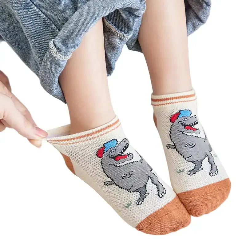 5 Pairs Boys' Dinosaur Socks – Soft & Breathable (4 sizes available) by Habicare