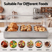 SportZone.co.nz Home & Garden > Kitchenware > Food Storage 5-Star Chef 3 Pan Food Serving Display Stainless Steel with Clear Roll Top Cover 5-Star Chef 3 Pan Food Serving Display Stainless Steel with Clear Roll Top Cover