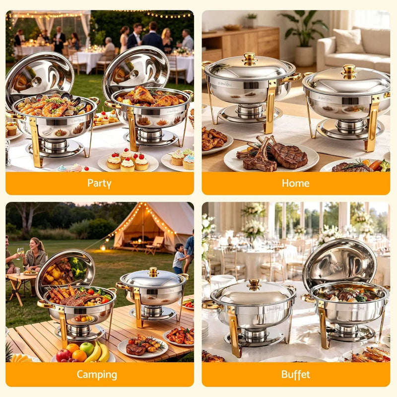 SportZone.co.nz Appliances > Kitchen Appliances > Food Warmers & Chafing Dishes 5-Star Chef 5L Chafing Dish Set 2-Pack, Food Warmer Catering Server Buffet 5-Star Chef 5L Chafing Dish Set 2-Pack, Food Warmer Catering Server Buffet