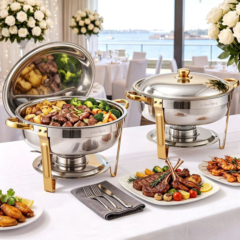 SportZone.co.nz Appliances > Kitchen Appliances > Food Warmers & Chafing Dishes 5-Star Chef 5L Chafing Dish Set 2-Pack, Food Warmer Catering Server Buffet 5-Star Chef 5L Chafing Dish Set 2-Pack, Food Warmer Catering Server Buffet