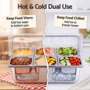 SportZone.co.nz Home & Garden > Kitchenware > Food Storage 5-Star Chef 6 Pan Food Serving Display Stainless Steel Cooler Platter with Clear Roll Top Cover 5-Star Chef 6 Pan Food Serving Display Stainless Steel Cooler Platter with Clear Roll Top Cover