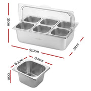 SportZone.co.nz Home & Garden > Kitchenware > Food Storage 5-Star Chef 6 Pan Food Serving Display Stainless Steel Cooler Platter with Clear Roll Top Cover 5-Star Chef 6 Pan Food Serving Display Stainless Steel Cooler Platter with Clear Roll Top Cover