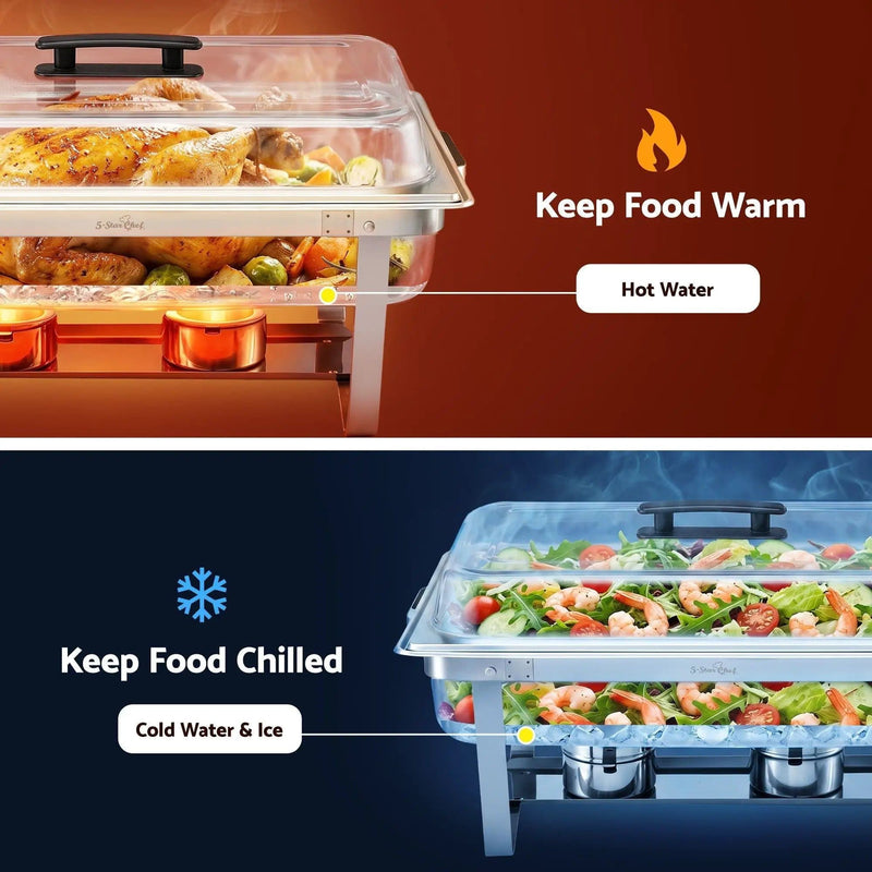 SportZone.co.nz Appliances > Kitchen Appliances > Food Warmers & Chafing Dishes 5-Star Chef Chafing Dish 9L 1-Pan Buffet Warmer Food Warmer Catering Server 5-Star Chef Chafing Dish 9L 1-Pan Buffet Warmer Food Warmer Catering Server
