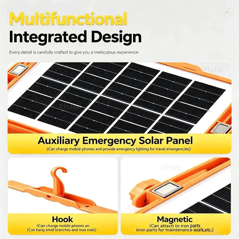 500W Solar Rechargeable Flood Light IP66 Waterproof Portable Camping & Emergency Lantern Power Bank by Habicare