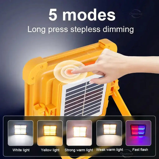 500W Solar Rechargeable Flood Light IP66 Waterproof Portable Camping & Emergency Lantern Power Bank by Habicare