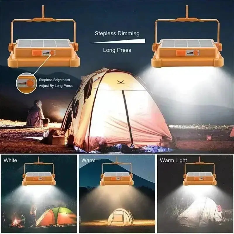 500W Solar Rechargeable Flood Light IP66 Waterproof Portable Camping & Emergency Lantern Power Bank by Habicare