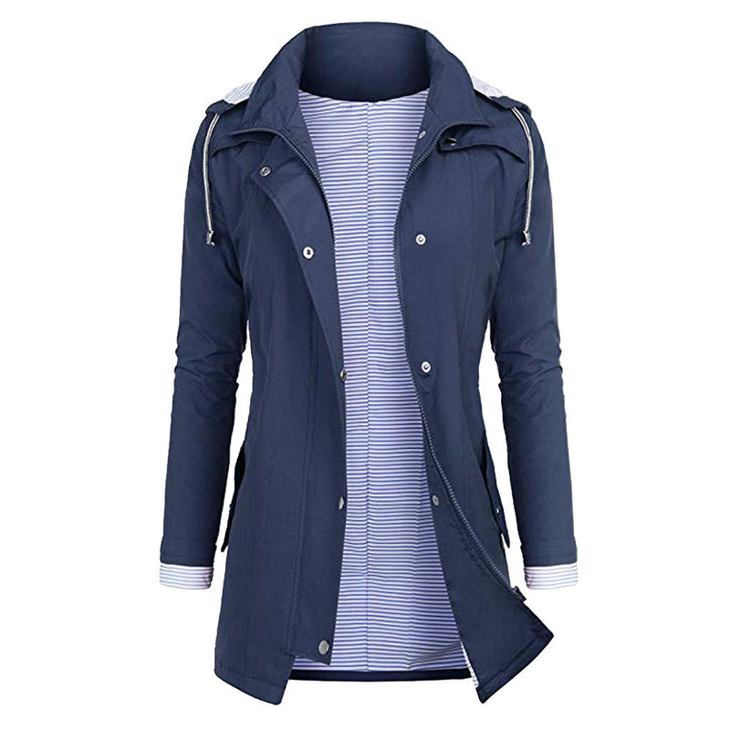 Womens Lightweight Waterproof Rain Jacket With Packable Hooded Shell