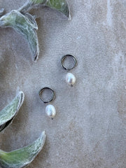 Heitiki Pearl Silver Huggies by Tahana Jewellery
