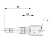 Gull Wing Axle - Non Braked - 1500kg - Galvanised technical drawing dimensions 135mm, 30mm, and 13mm.