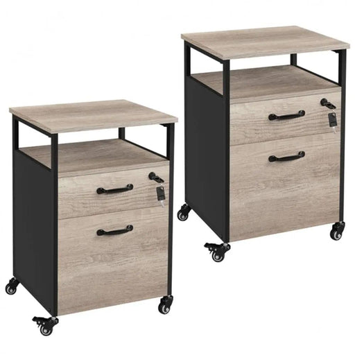 2 Sets Mobile Office File Cabinet by Yaheetech