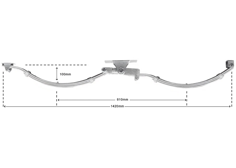 Slipper Eye Type - 2200kg - 45mm wide - Pair with dimensions shown in mm for trailer suspension components
