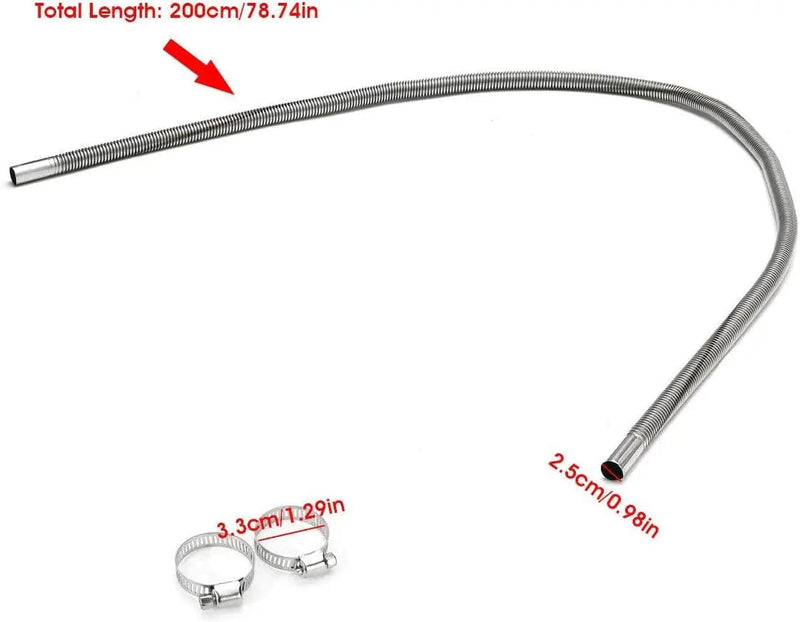 salelink.co.nz Unbranded 200cm Air Diesel Parking Heater Stainless Steel Exhaust Pipe Tube Gas 200cm Stainless Steel Exhaust Pipe For Diesel Parking Heater