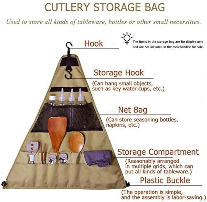 Ecotrek Outdoor Camping Storage Bag – Cutlery Hanging Bag | Picnic Multi-Grid Multipurpose Organiser HS9872 by ECOTREK