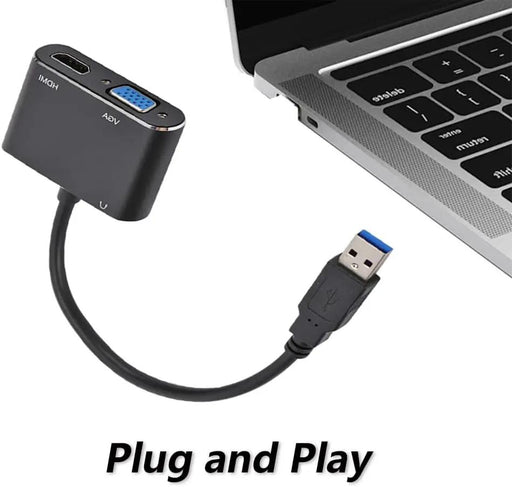 USB to HDMI/ VGA/ 3.5MM Headphone Adapter by salelink.co.nz