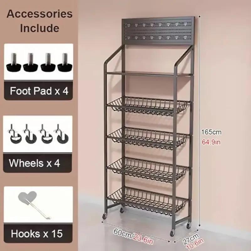 Supermarket Snack Rack with 15 Hooks and Casters for Displaying by dealonline.co.nz