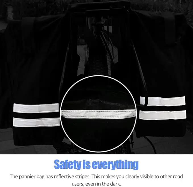 Ecotrek 30L Waterproof Bike Rear Rack Double Pannier Bag with Reflective Trim – Black JS76603 by ECOTREK