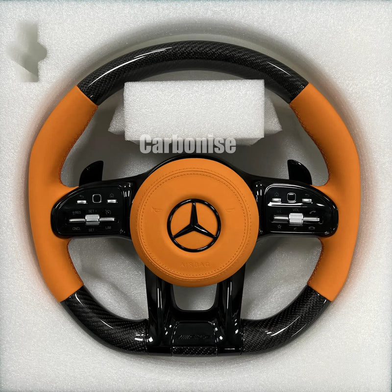Mercedes-Benz Steering Wheel (Carbon Fiber+Smooth Leather) #51 by CARBONISE