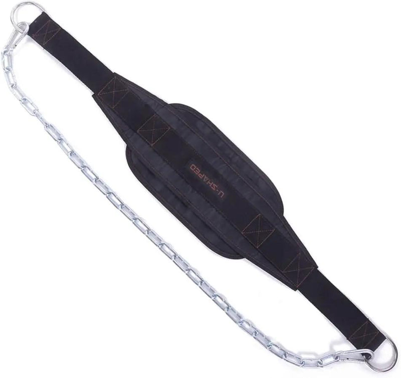 Weighted Chin Up Belt with Chain Dip Belt Powerlifting Strength Training Waist Back Support by salelink.co.nz