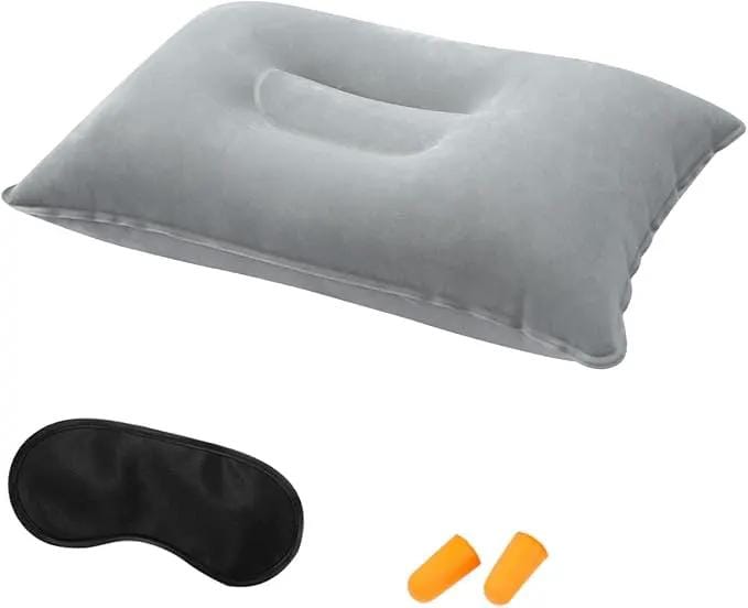 ECOTREK ECOTREK Inflatable Travel Pillow With Contoured Support And Velvet Finish ECOTREK Inflatable Travel Pillow With Velvet Finish