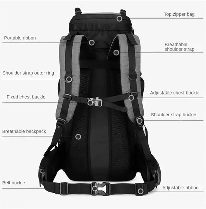 60L Camping & Hiking Backpack – Lightweight Travel Backpack for Outdoor Adventures HNHM1111 by ECOTREK