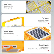 Solar Rechargeable Flood Light 10000mAh IP66 Waterproof Portable Camping & Emergency Light by Habicare