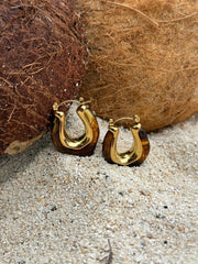 Kōmaru Brown Gold Hoops by Tahana Jewellery
