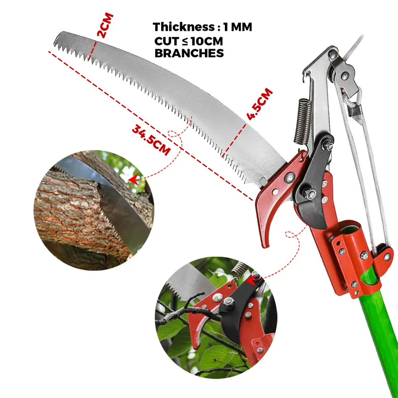 8M Detachable Pole Pruning Saw Tree Trimmer Shearing by salelink.co.nz