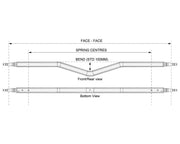 Gull Wing Axle - Non Braked - 1500kg - Galvanised front and rear view diagram with dimensions.