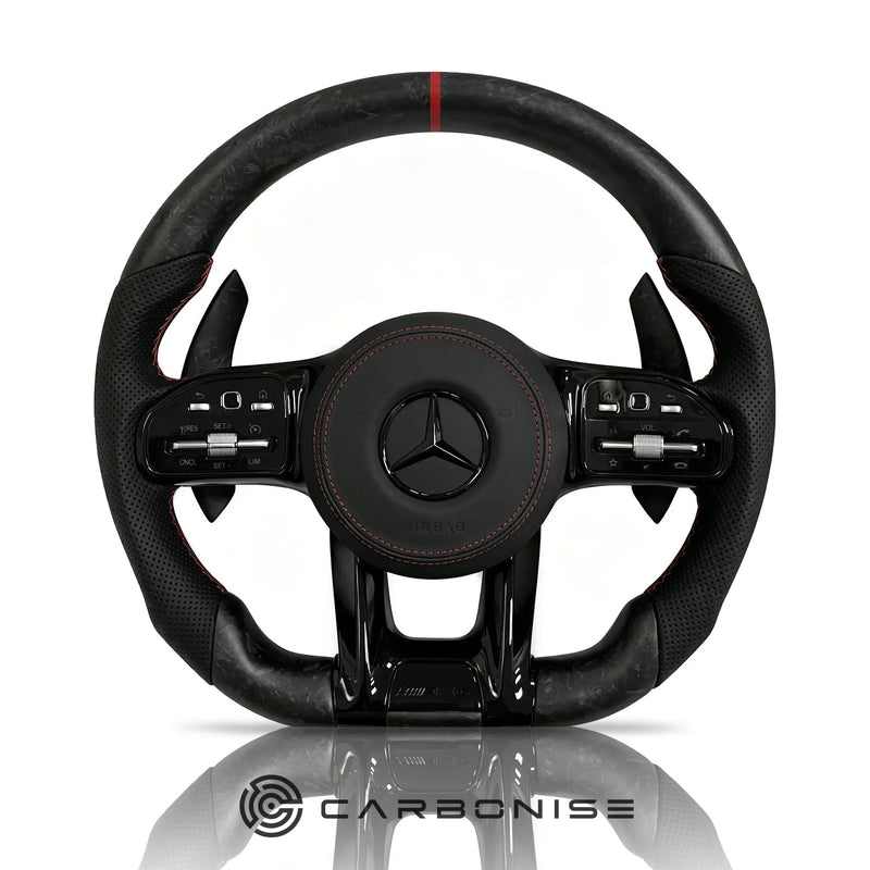 Mercedes-Benz Steering Wheel (Matte Forged Carbon Fiber+Perforated Leather) #53 by CARBONISE