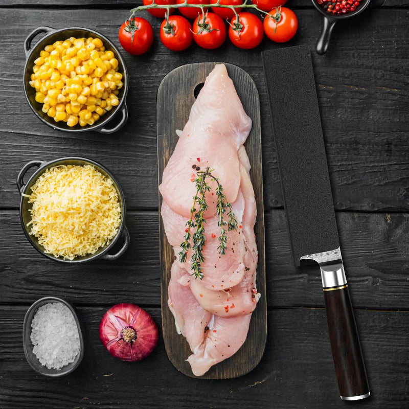 Qulajoy 7 Inch Santoku Knife- Ultra Sharp Japanese 67 Layers Damascus VG-10 Steel Core - Professional Hammered Chef Knife - Ergonomic G10 Handle With Sheath - Santoku by China Dropship