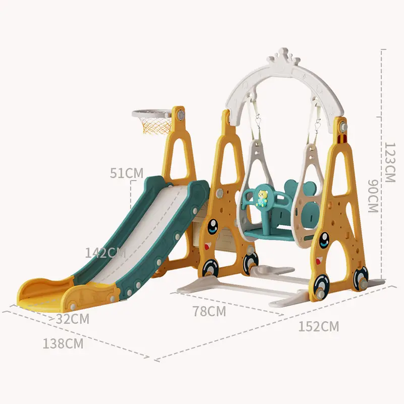 Multi-Colour Plastic Indoor/Outdoor Slide and Swing with Basket by dealonline.co.nz
