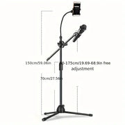 Microphone Stand with Phone Clip Gear Design Gooseneck Tube Height-Adjustable by dealonline.co.nz