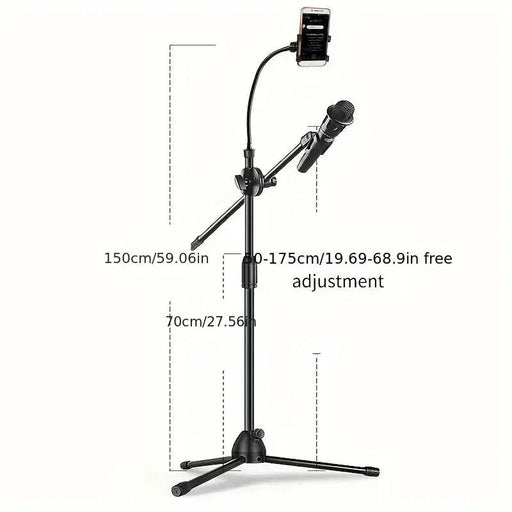 Microphone Stand with Phone Clip Gear Design Gooseneck Tube Height-Adjustable by dealonline.co.nz