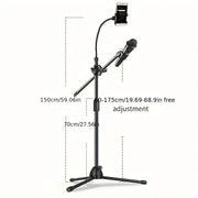 dealonline.co.nz dealonlinenz Microphone Stand with Phone Clip Gear Design Gooseneck Tube Height-Adjustable Microphone Stand with Phone Clip Gear Design Gooseneck Tube Height-Adjustable