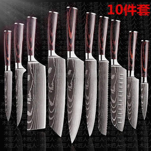 Chef Knives Kitchen Knives Cleaver Slicing Knives 10pcs set by China Dropship