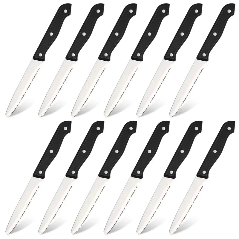 12-piece Kitchen Knife And Accessory Set With High-carbon Stainless Steel Blades, Including Meat And Steak Knives, With ABS Handles - Primary color by China Dropship