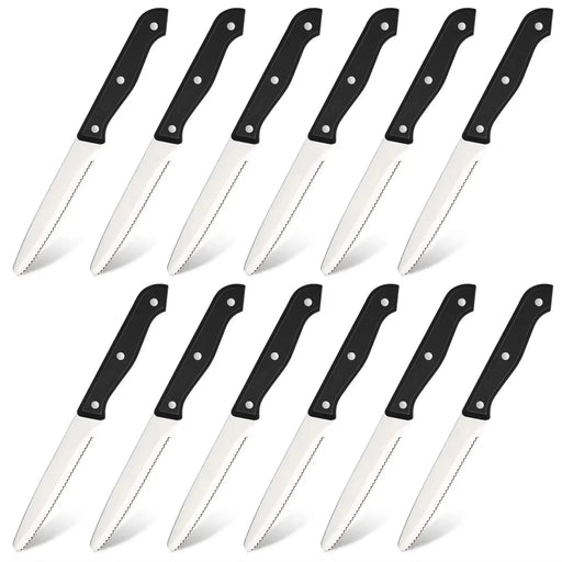 12-piece Kitchen Knife And Accessory Set With High-carbon Stainless Steel Blades, Including Meat And Steak Knives, With ABS Handles - Primary color by China Dropship