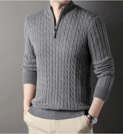Men's Solid Color Half Zip Thick Sweater Warm Knit Pullover by Action Outdoors Limited