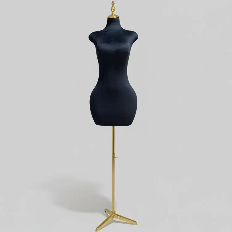 Half Body Female Mannequin Velvet Surface- Black by dealonline.co.nz