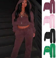Mead's Supply & Equipment Outfitters limited Women's Tracksuit Sets Women's Cropped Zip Hoodie & Loose Trousers Set Women's Cropped Zip Hoodie & Loose Trousers Set