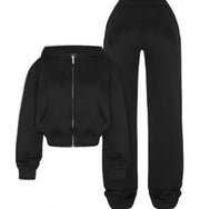 Mead's Supply & Equipment Outfitters limited Women's Tracksuit Sets Women's Cropped Zip Hoodie & Loose Trousers Set Women's Cropped Zip Hoodie & Loose Trousers Set