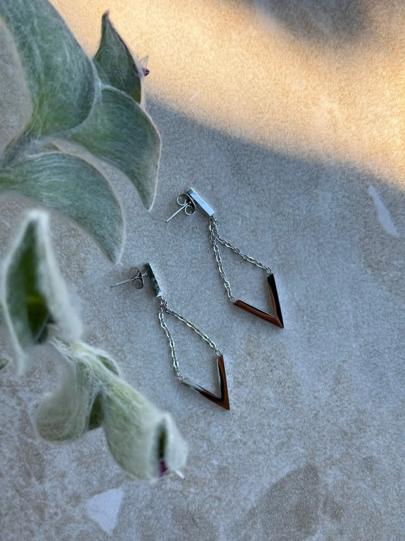 Kōrama V Silver Earrings by Tahana Jewellery