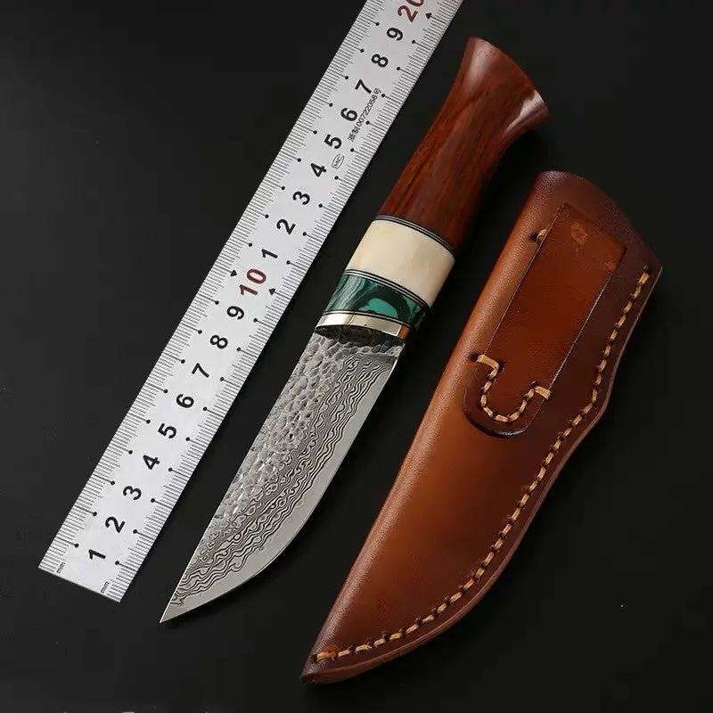 Damascus Sharp Durable Outdoor Self-defense Handle Meat Knife Wood color by China Dropship