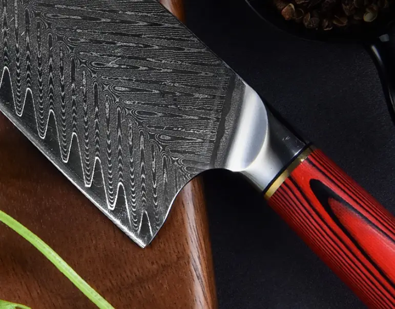 Damascus Steel Chinese Cleaver Household Meat Red by China Dropship