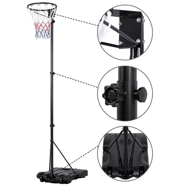 Yaheetech Height Adjustable Netball Post 171-305cm With Wheeled Fillable Base Yaheetech Height Adjustable Netball Post 171-305cm