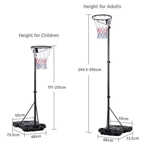 Yaheetech Height Adjustable Netball Post 171-305cm With Wheeled Fillable Base Yaheetech Height Adjustable Netball Post 171-305cm
